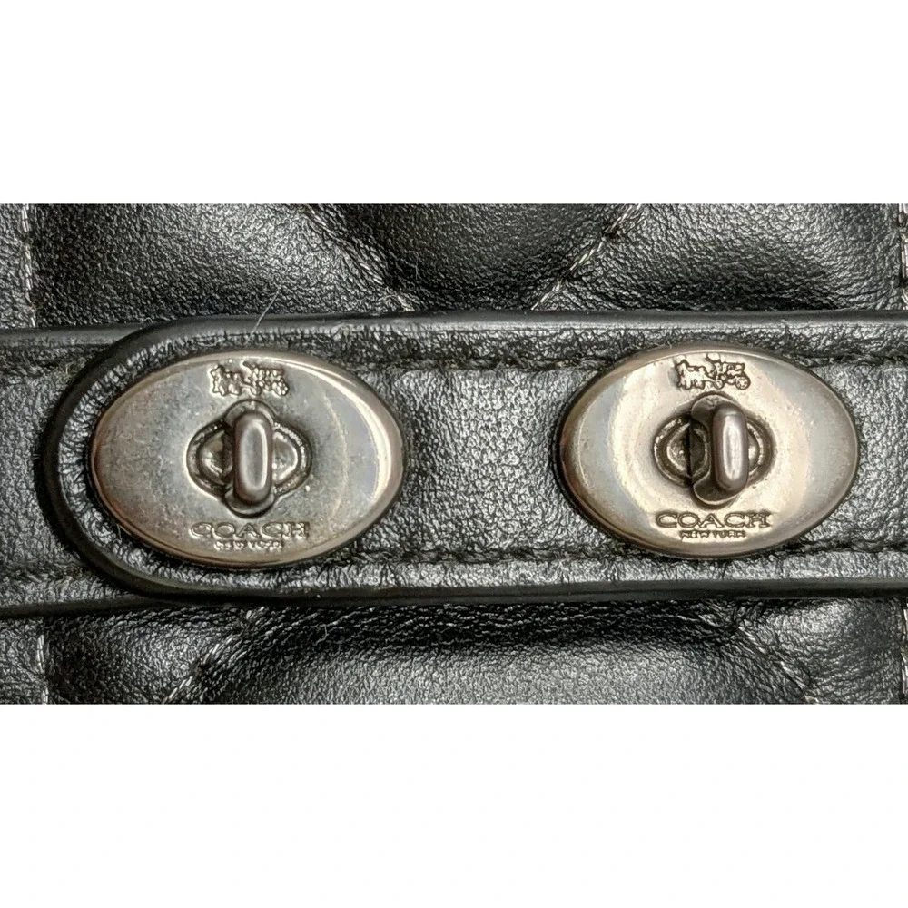 Coach Mini Blake Crossbody Satchel Studded Diamond Quilted Black Leather Bag